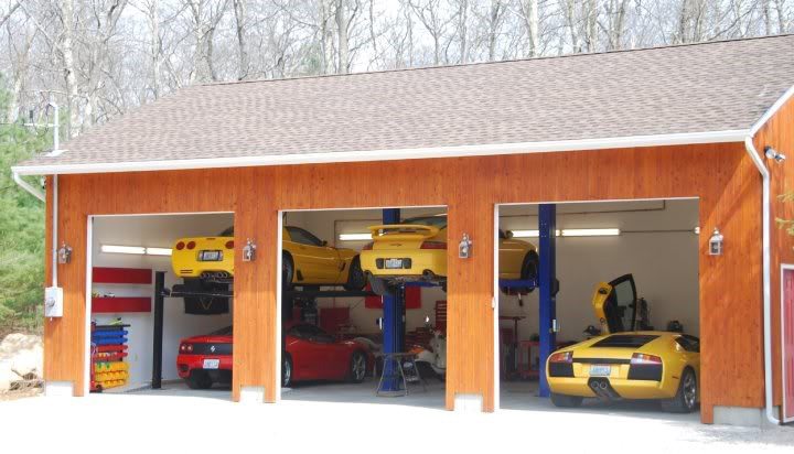 Double Garage Car Storage with an Auto Lift After Barrett Jackson